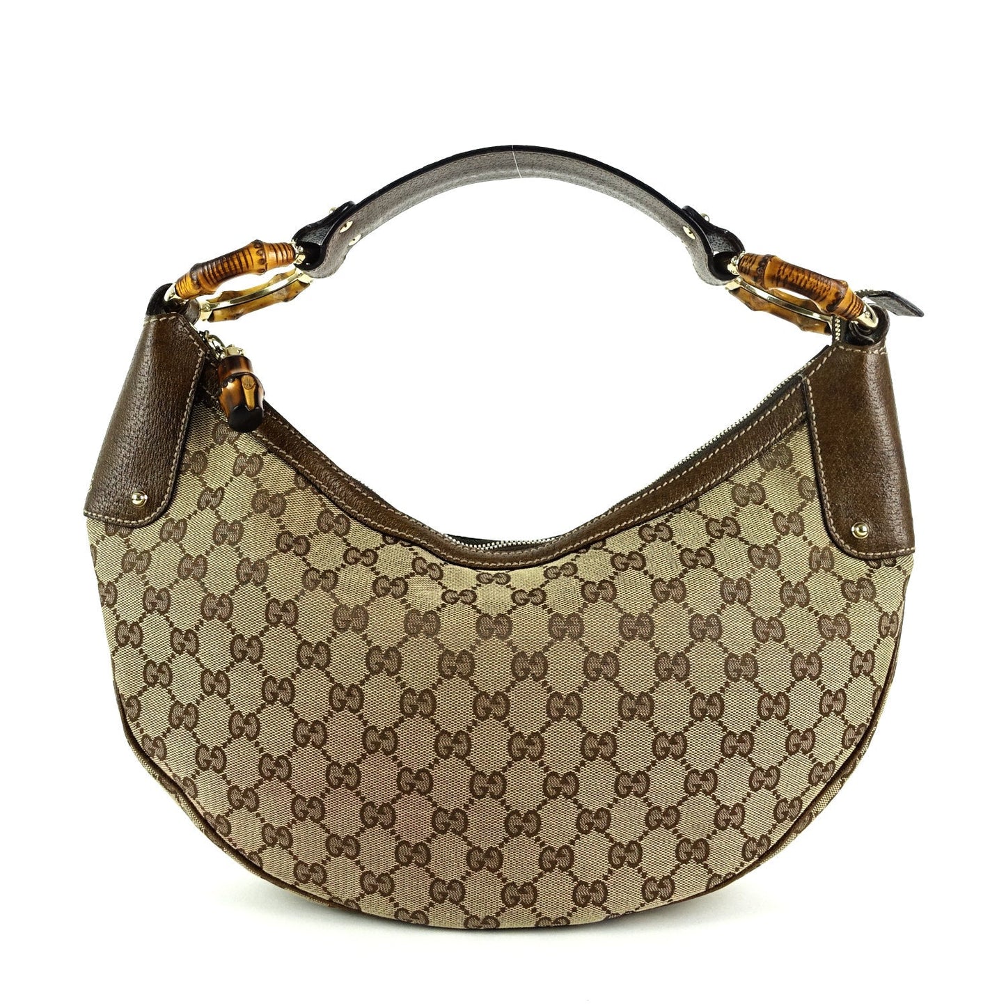 Gucci Monogram Canvas Bamboo Rings Hobo Bag