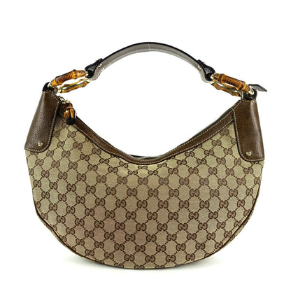 Gucci Monogram Canvas Bamboo Rings Hobo Bag