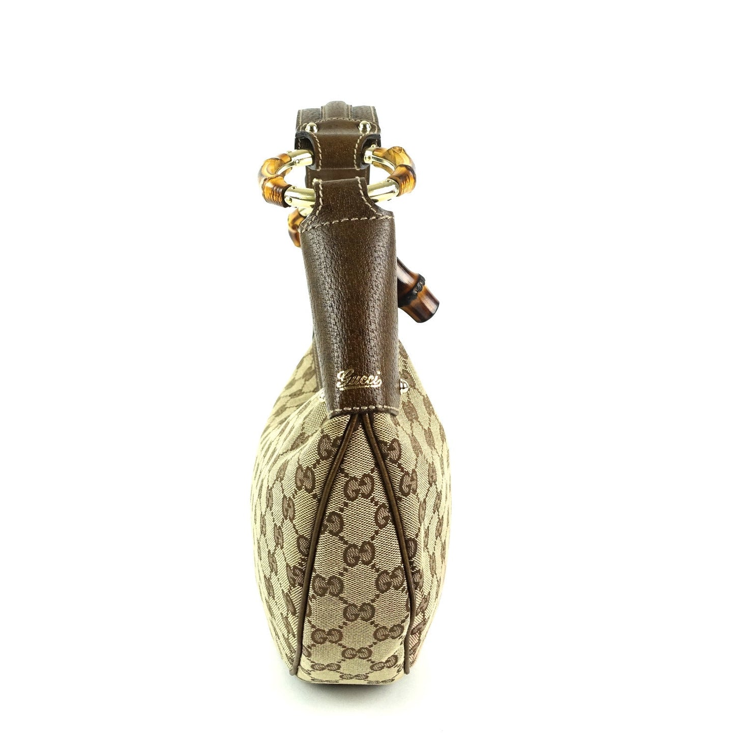 Gucci Monogram Canvas Bamboo Rings Hobo Bag