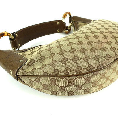 Gucci Monogram Canvas Bamboo Rings Hobo Bag