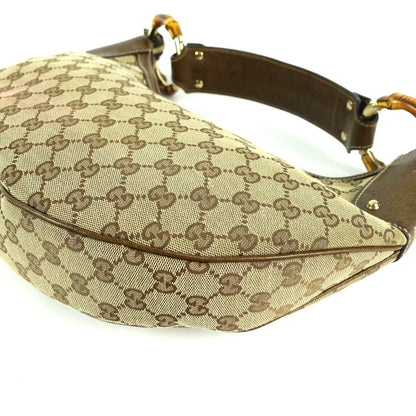 Gucci Monogram Canvas Bamboo Rings Hobo Bag