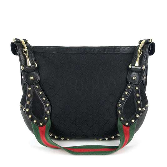 Gucci Pelham Web Monogram Canvas Hobo Bag