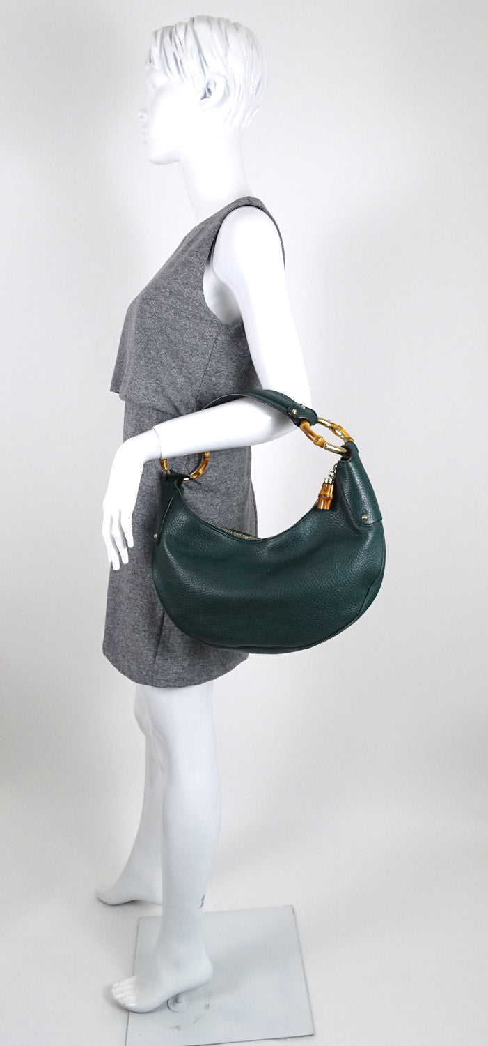 Gucci Leather Bamboo Ring Hobo Bag