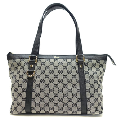 Gucci Abbey Monogram Canvas Zip Tote Bag