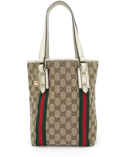 Gucci Jolicoeur Monogram Canvas Web Bucket Bag
