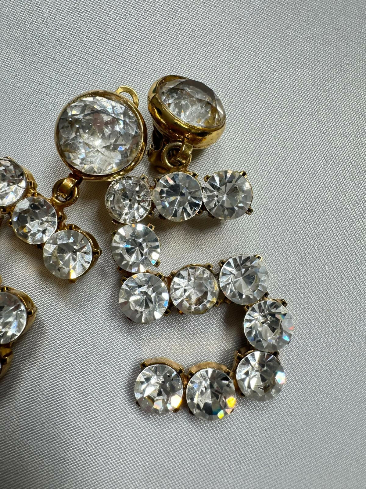 Chanel Rare 1980s Vintage Crystal No. 5 Earrings