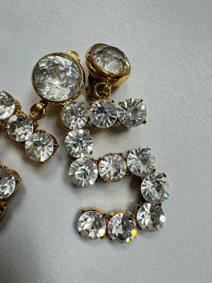 Chanel Rare 1980s Vintage Crystal No. 5 Earrings