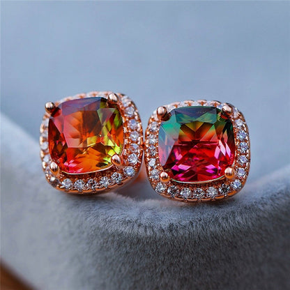 Ombre Rainbow Stud Earrings