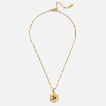 Onyx & Gold Coin Necklace