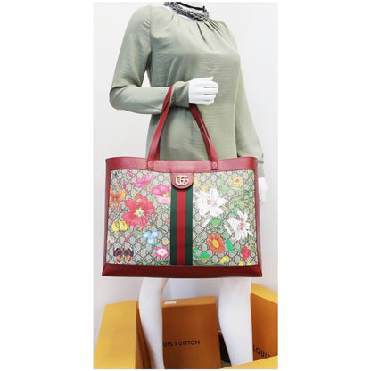 GUCCI Ophidia GG Flora Medium Tote Bag Red 547947
