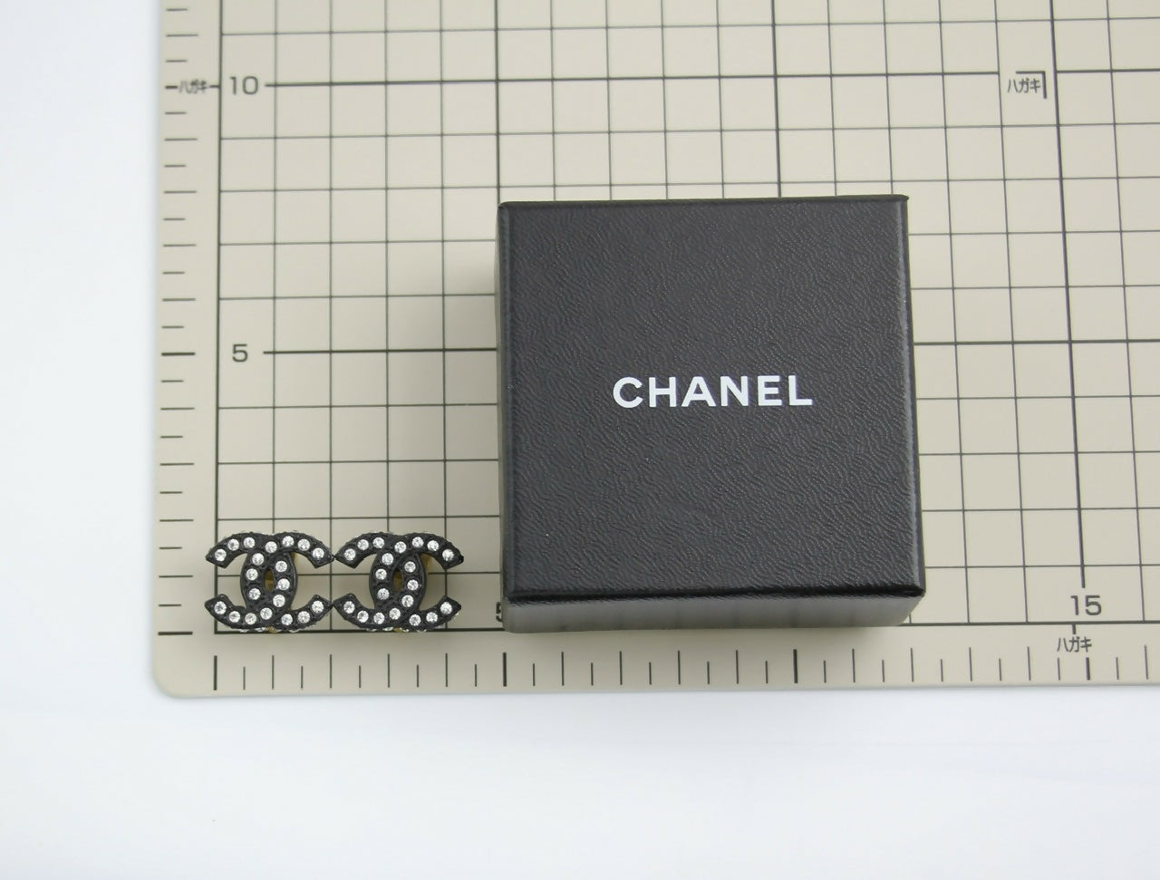 Chanel Vintage 02A Rhinestone Black CC Logo Clip-on Earrings