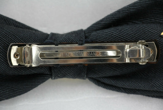 Chanel Vintage 1881-85 Denim Black Bow Hair Clip