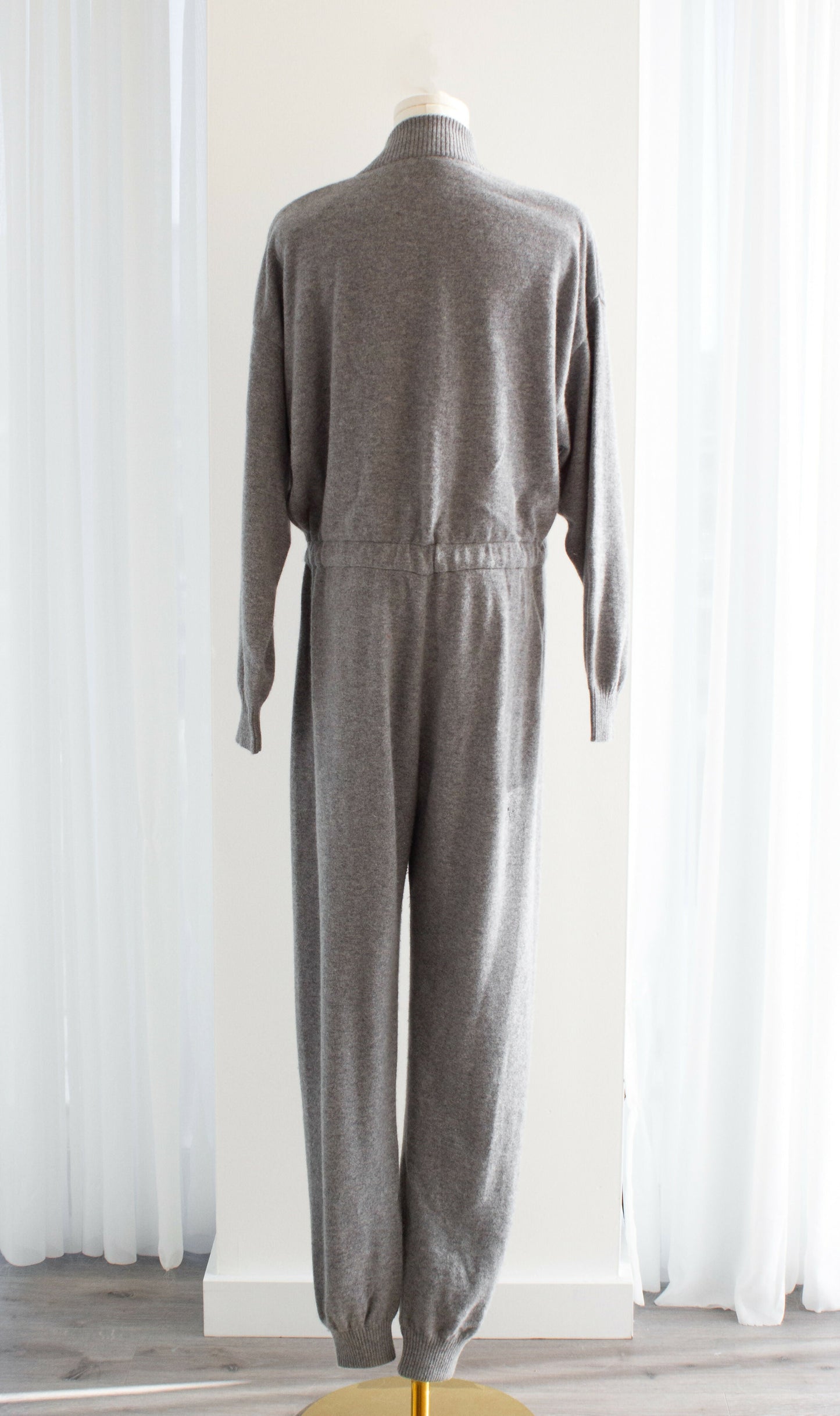 Rare Chanel F/W 1991 Grey White Pearl CC Cashmere Linda 91A Jumpsuit