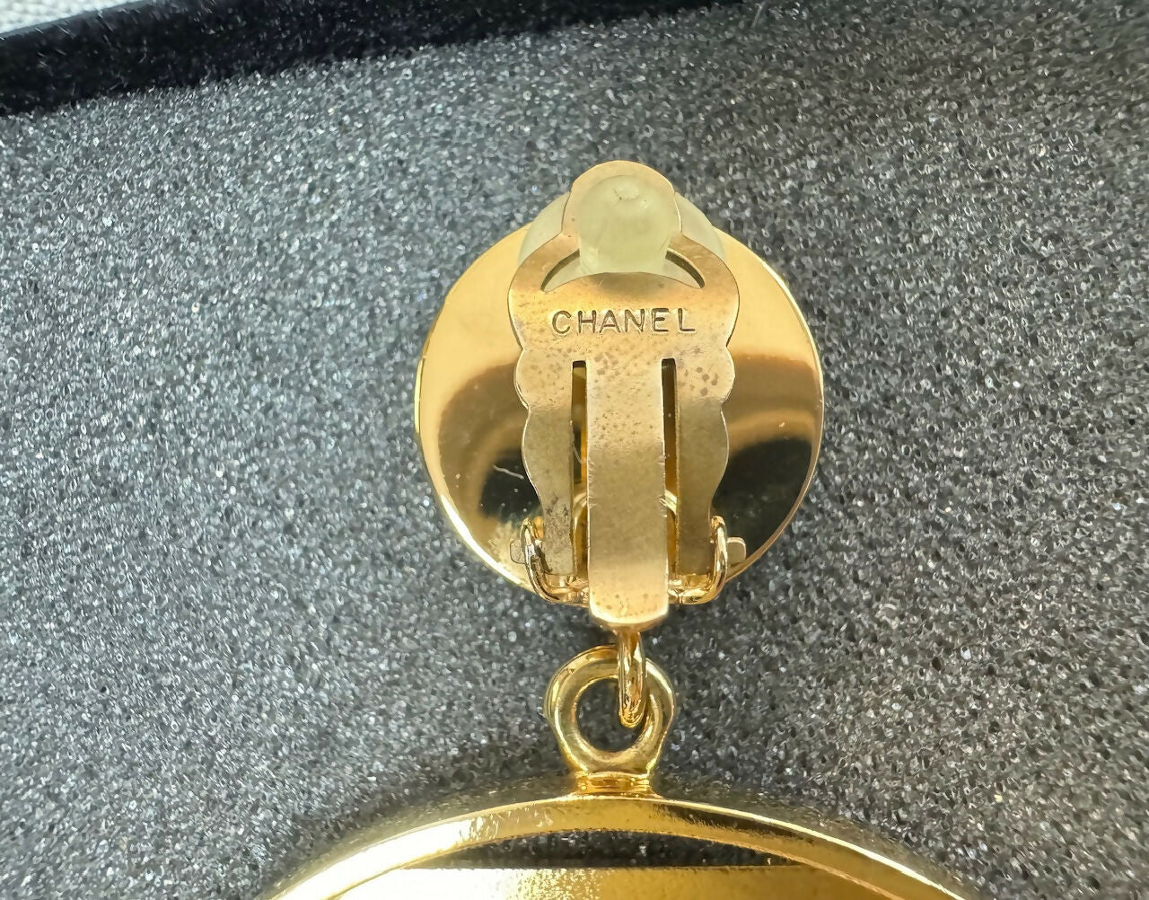 Chanel Vintage 1987 Gold-plated No. 5 Dangle Clip-on Earrings
