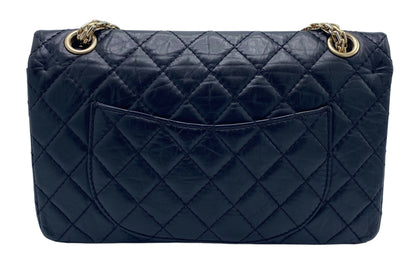 Chanel Black Quilted Aged Calfskin 2.55 Reissue 225 Small Double Flap Bag Gold Hardware