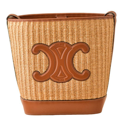 Céline Coir Triumph Raffia Tan Small Bucket Handbag
