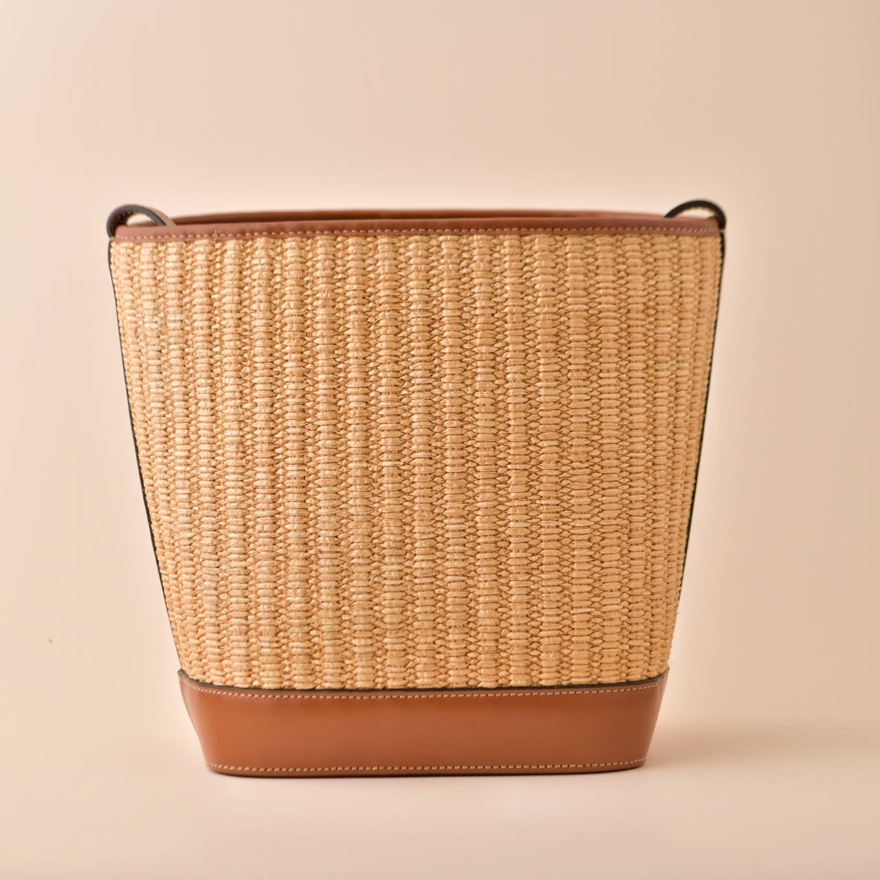Céline Coir Triumph Raffia Tan Small Bucket Handbag