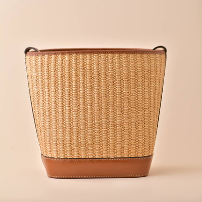 Céline Coir Triumph Raffia Tan Small Bucket Handbag