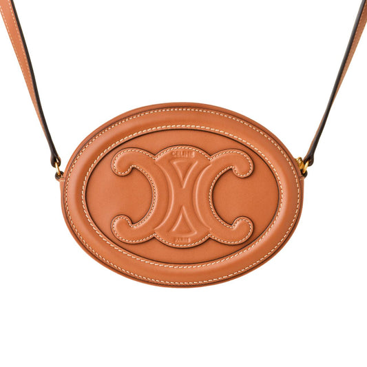 Céline Cuir Triomphe Tan Leather Oval Crossbody Bag