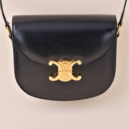 Céline Triomphe Besace Clea Calfskin Black Handbag