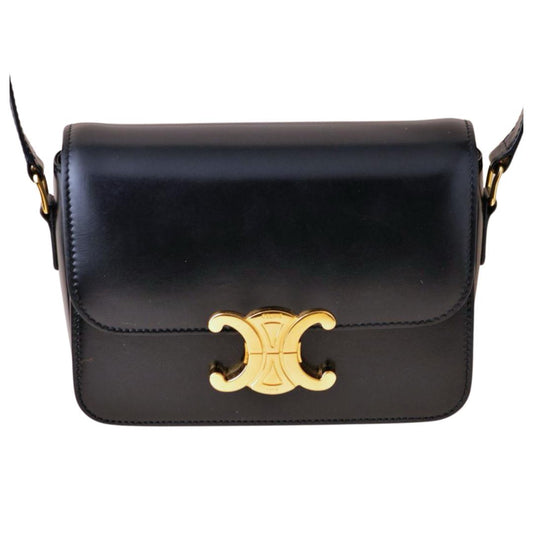 Céline Triomphe Classique Black Calfskin Handbag