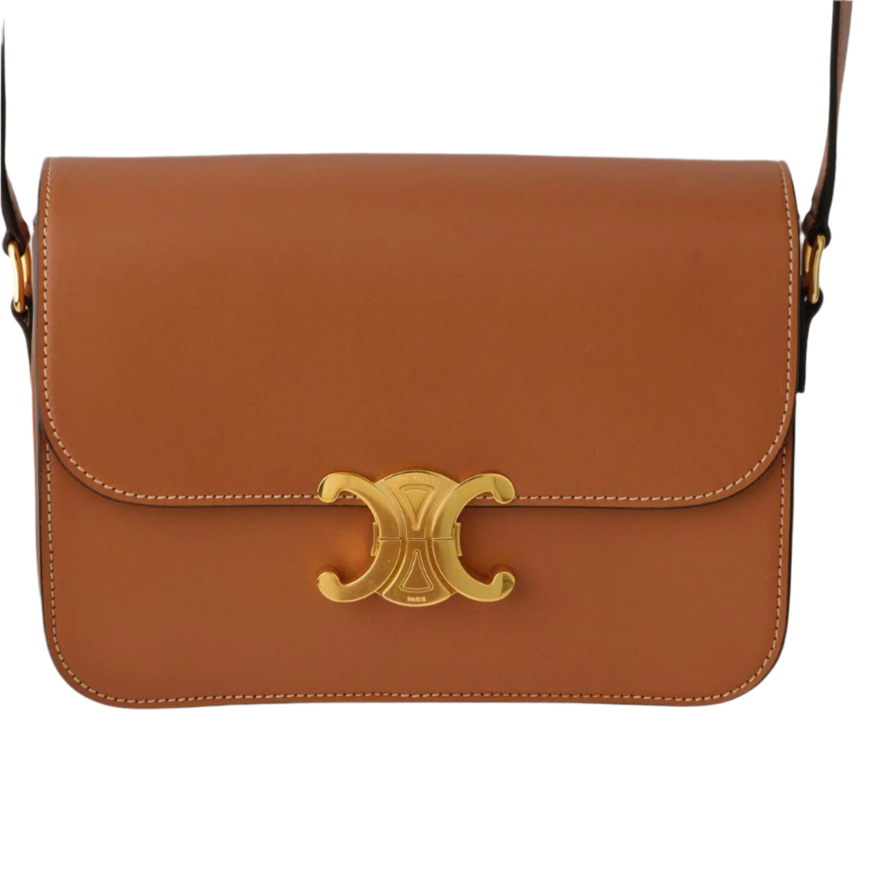 Celine Triomphe Classique Tan Leather Medium Handbag