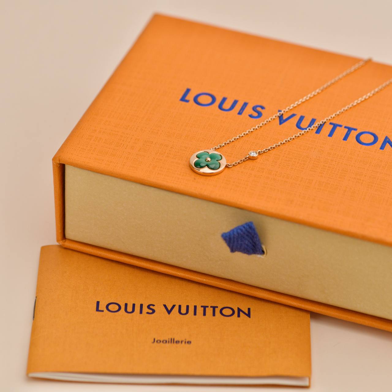 Louis Vuitton Diamond Malachite Blossom 18K Rose Gold Pendant Necklace