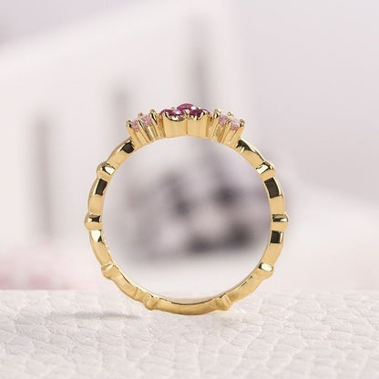 Pink Emily Crystal Heart Ring