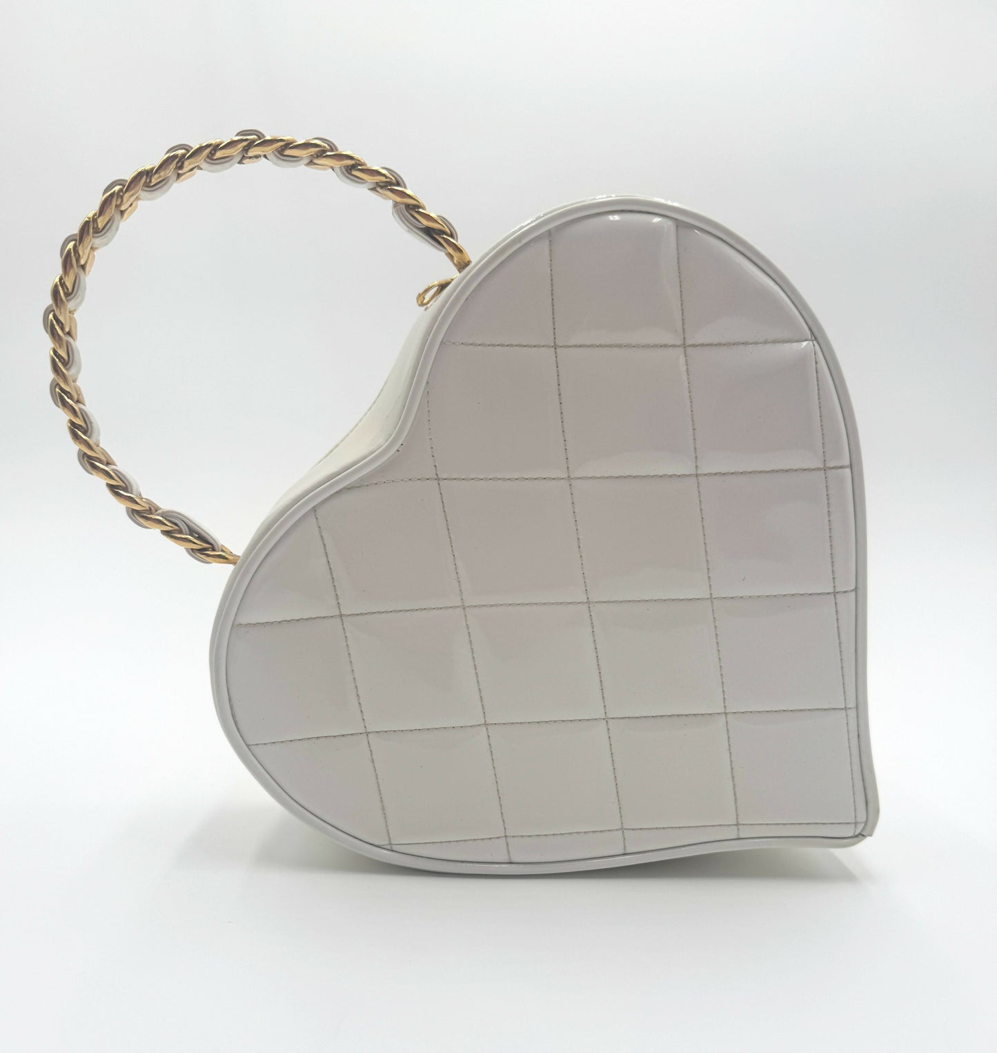 Chanel 1995 Vintage Barbie Heart White Vanity Bag