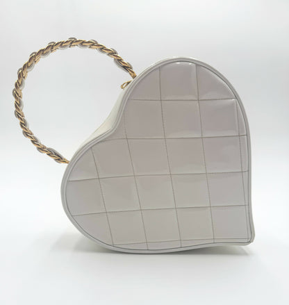 Chanel 1995 Vintage Barbie Heart White Vanity Bag