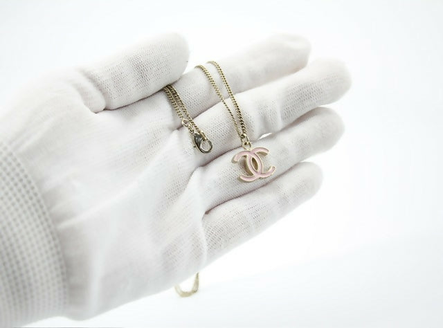 Chanel B11C Enamel Light Pink CC Adjustable Buckle Long Necklace