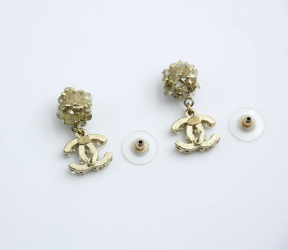 Chanel A12A Metal Engraving Vintage Concave Stud Earrings