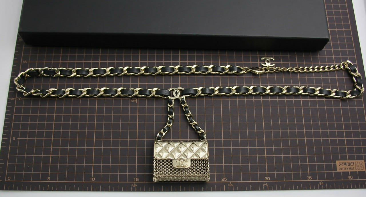 Chanel B21S Metal Handbag Leather Chain Waist Chain 92CM