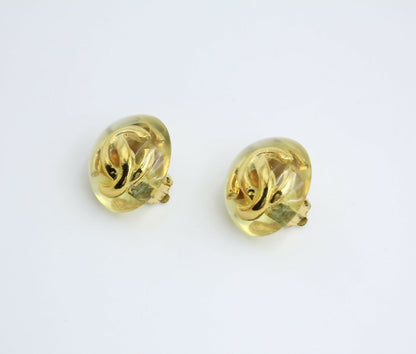 Chanel Vintage 1988 Gold-plated & Resin Round Clip-on earrings