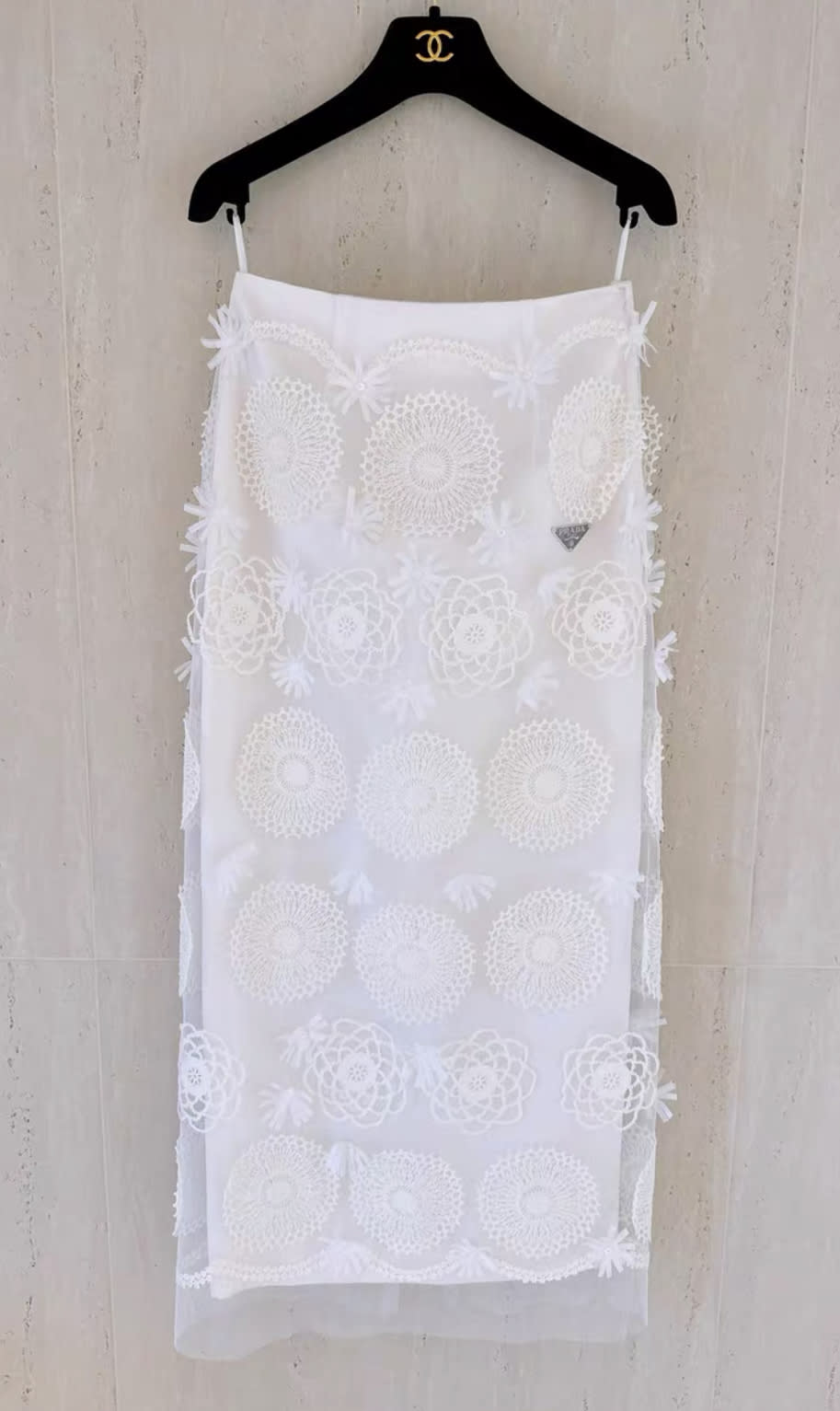 Prada runway Embroidered duchesse maxi-skirt