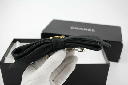 Chanel Vintage 1881-85 Denim Black Bow Hair Clip