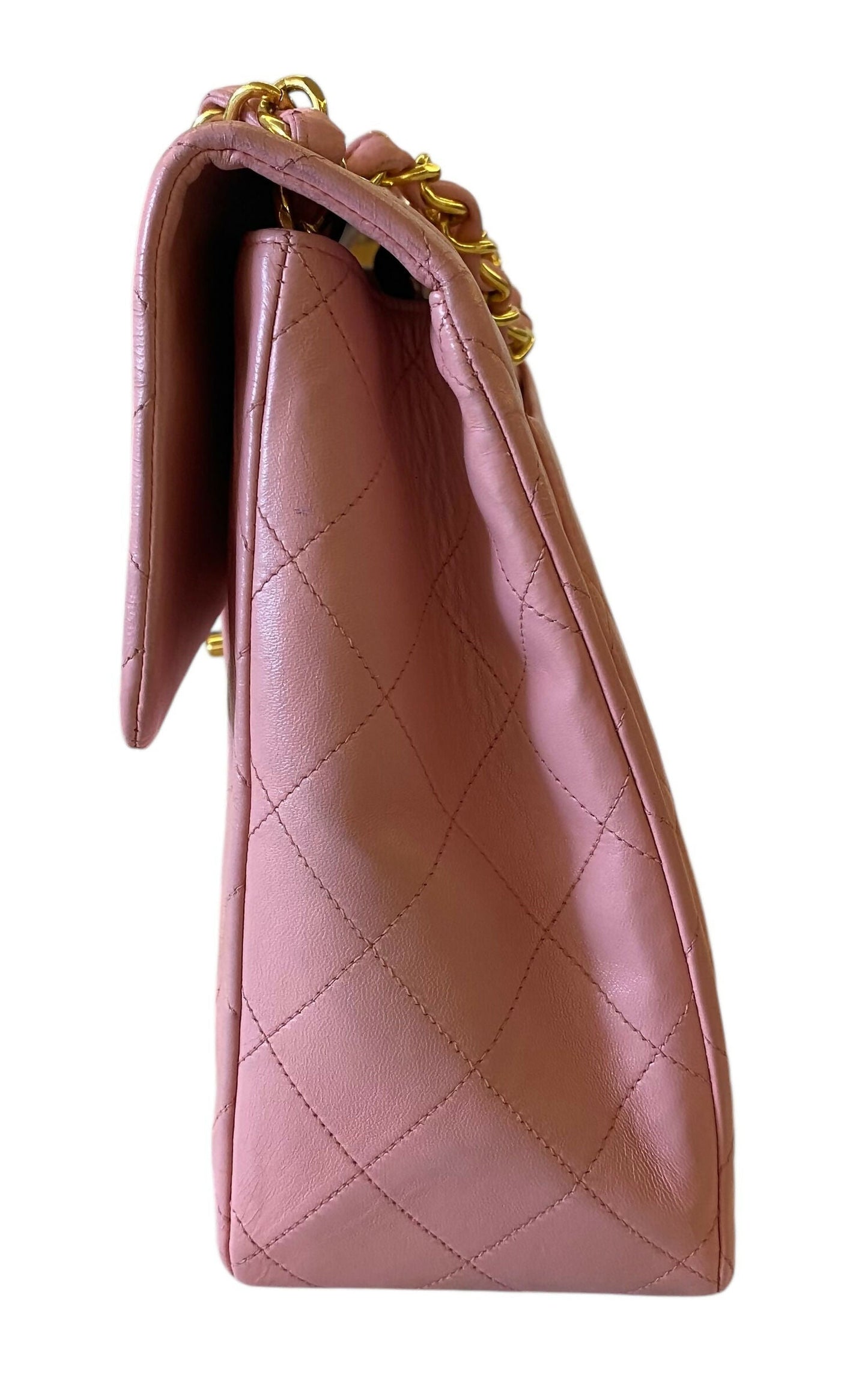 Chanel Vintage 90’s Barbie Pink Lambskin Maxi 24K Gold Hardware