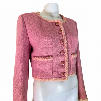 Chanel 95A Pink Tweed Cropped Jacket