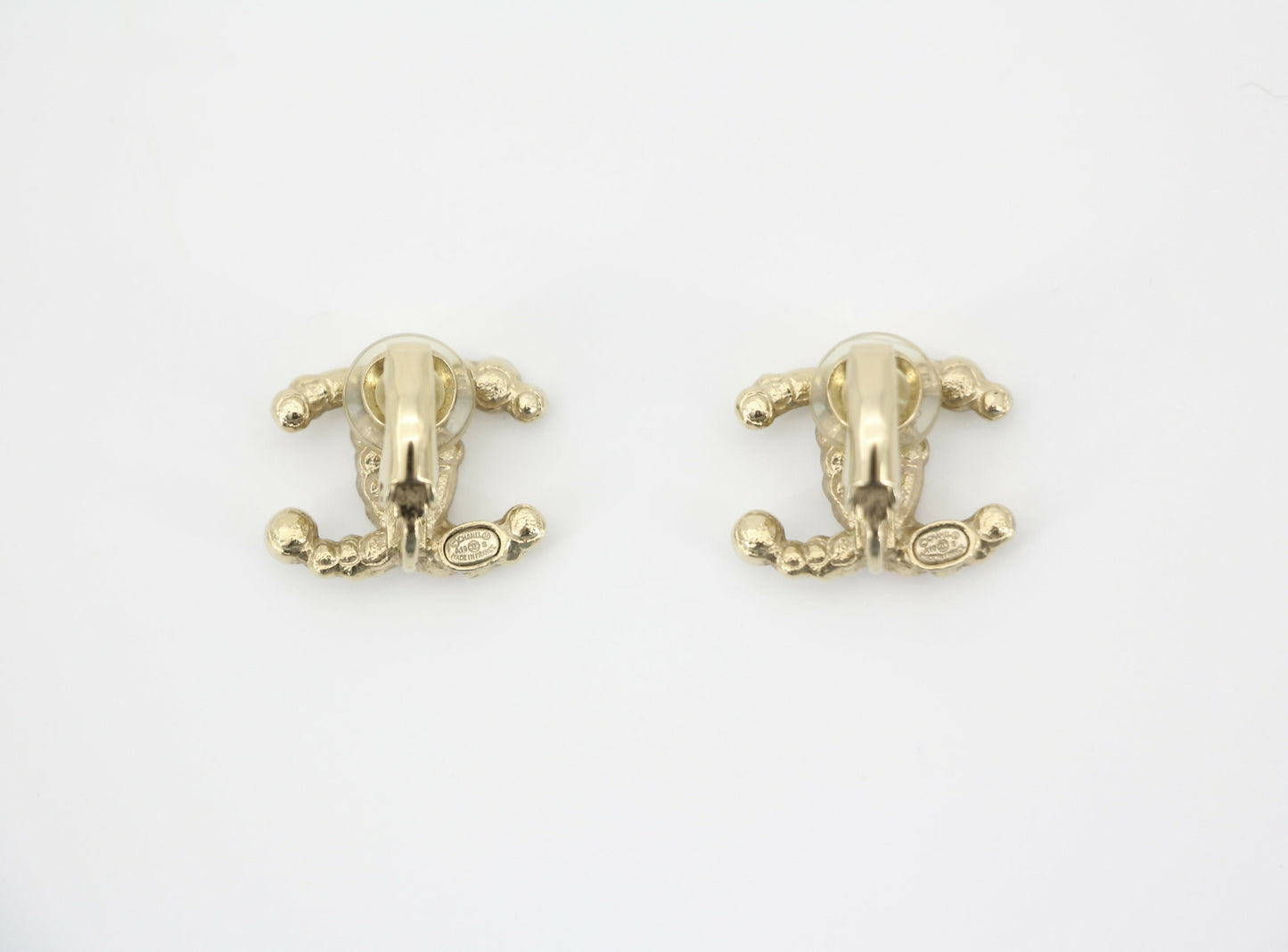Chanel A19S Metal Dark Pink with Diamond CC Clip-on Earrings