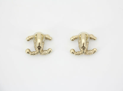 Chanel A19S Metal Dark Pink with Diamond CC Clip-on Earrings