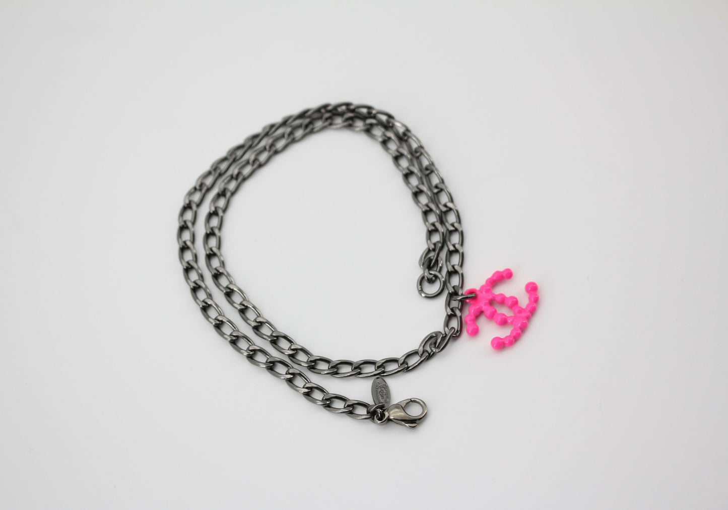 Chanel Vintage 04A Resin Fluorescent Pink CC Necklace