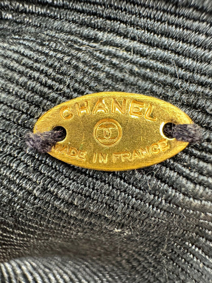 Chanel Vintage 1881-85 Denim Black Bow Hair Clip