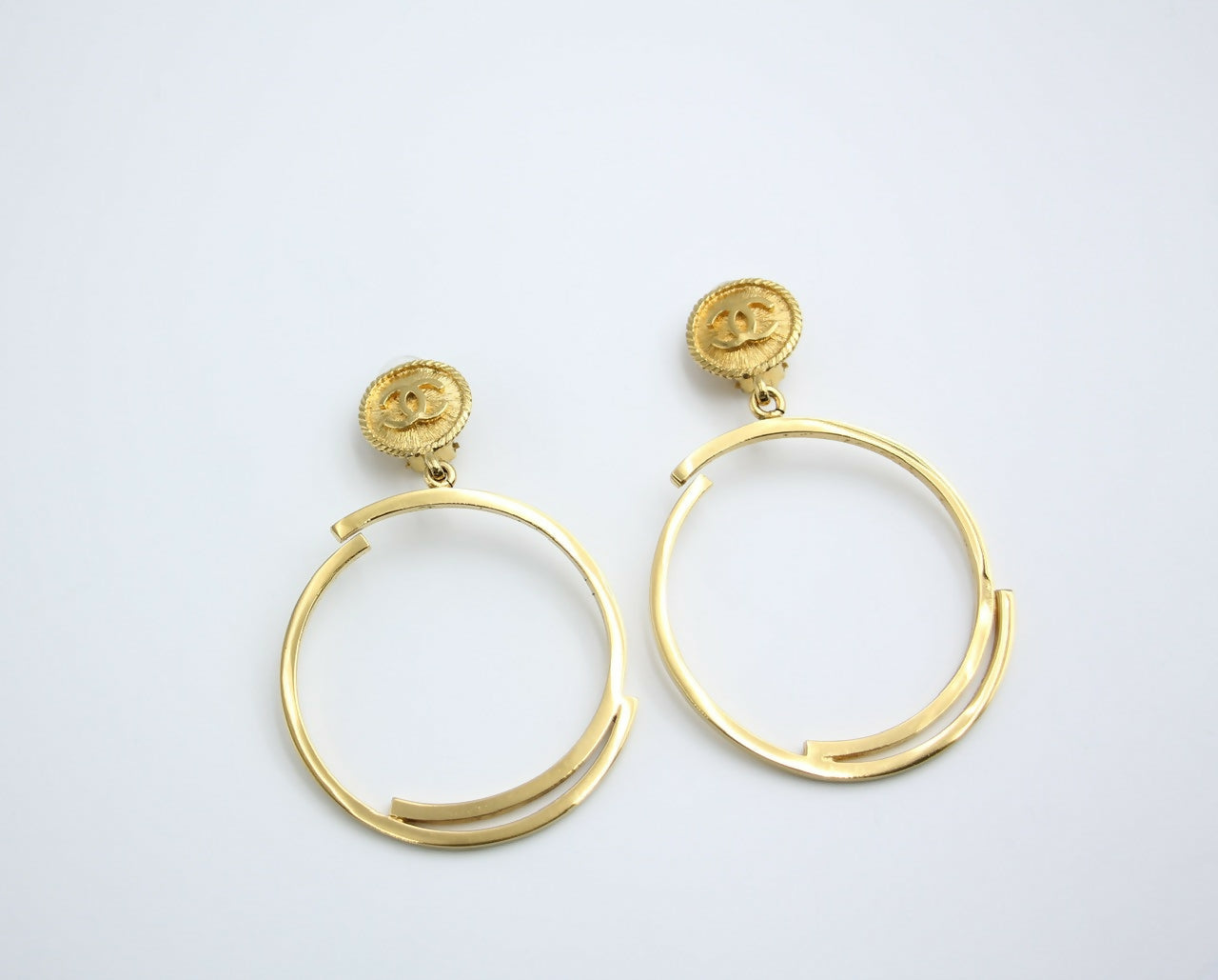 Chanel Vintage 1954-71 Gold-Plated Large Hoop Clip-on Earrings