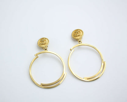 Chanel Vintage 1954-71 Gold-Plated Large Hoop Clip-on Earrings