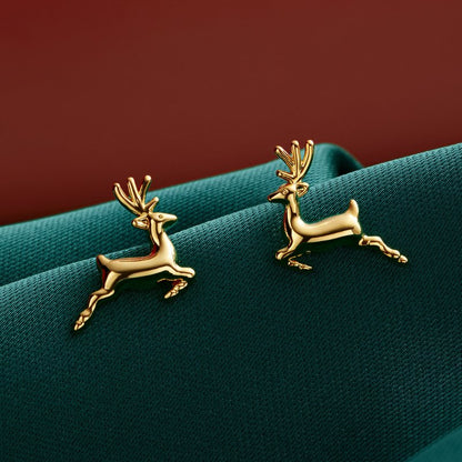 Rudolph Reindeer Gold Earrings