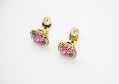 Chanel Vintage 95P Rhinestone Barbie Pink Clip-on Earrings
