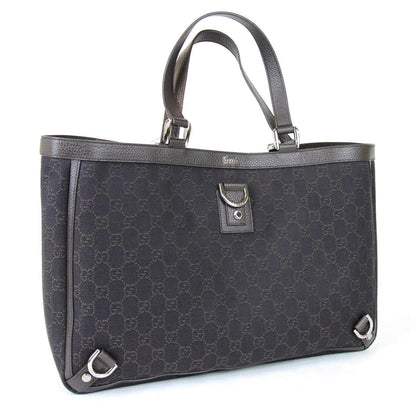 New Gucci 293580 Brown Denim D Ring Abbey Tote Bag Handbag