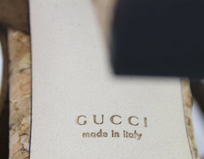 Gucci Sandals Women Brown Suede Jacquelyne With Gold Studs