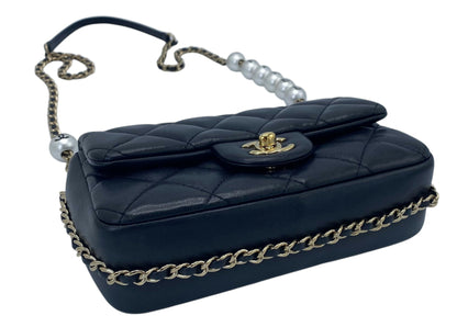 Chanel 2020 My Precious Pearls Black Lambskin Quilted Small Flap Bag GHW