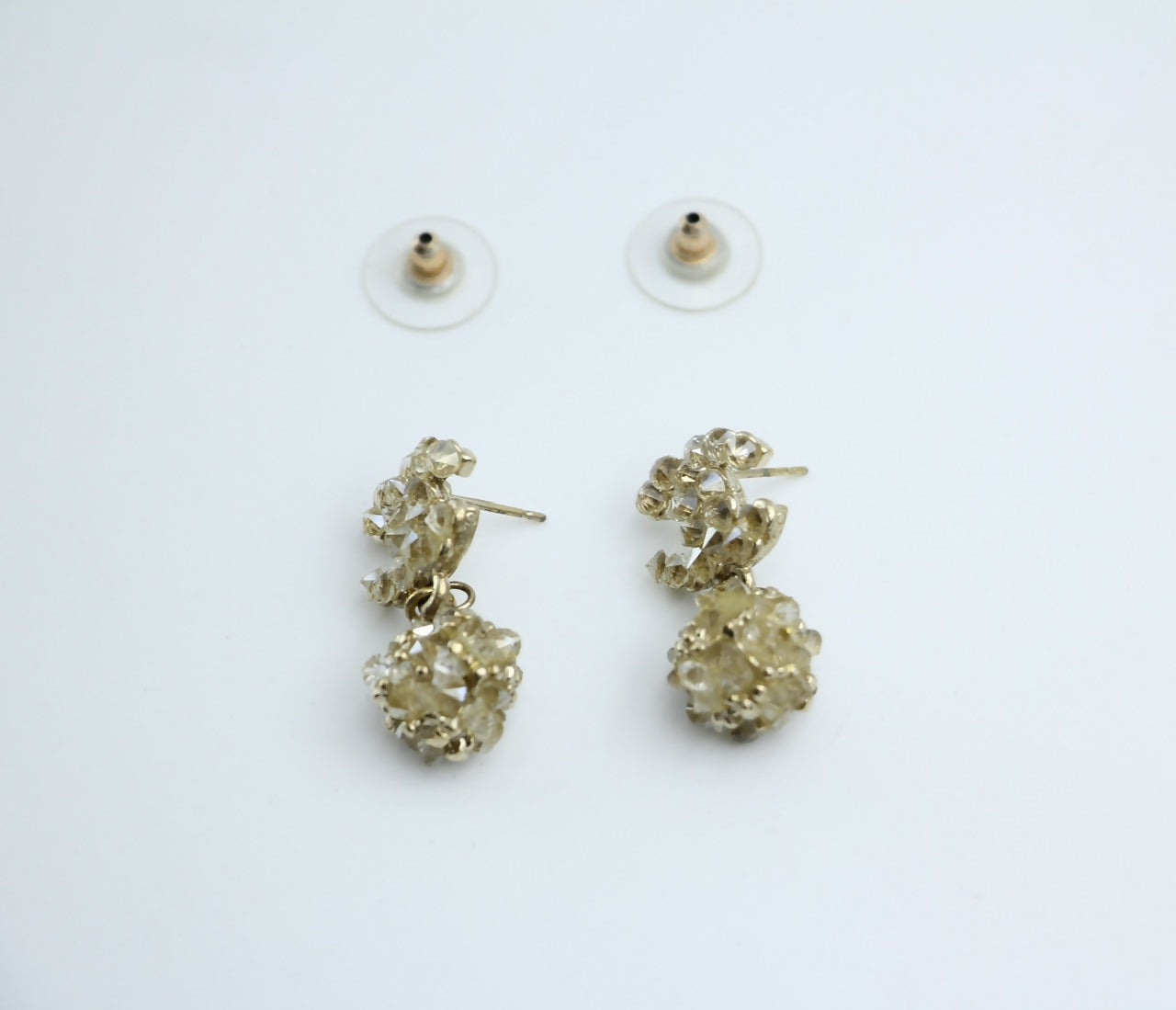 Chanel A12A Metal Engraving Vintage Concave Stud Earrings